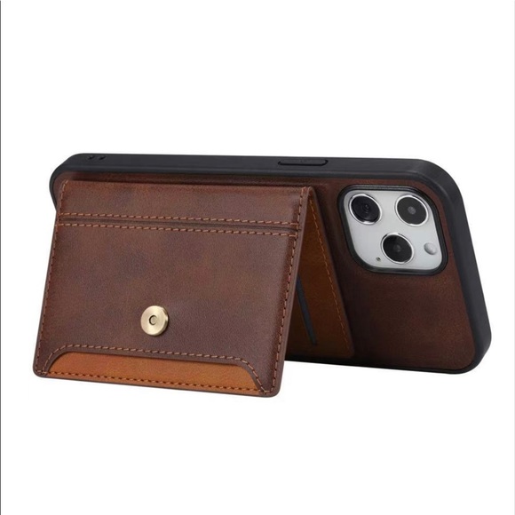 Chestnut Brown Leather Card Holder Case iPhone 12 Pro Max - Picture 3 of 6